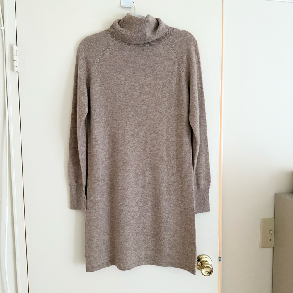 Quince Cashmere Turtleneck Sweater Dress, Oatmeal, Size M, NWT